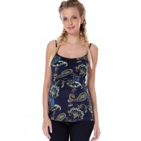 Майка для беременных и кормящих I Love Mum МХ01 темно-синяя с зеленым принтом