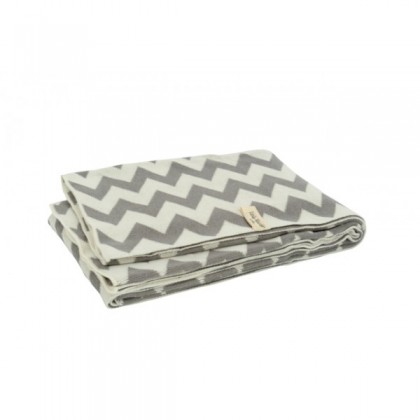 Вязаный плед Jollein 100x150cm chevron grey/off-white