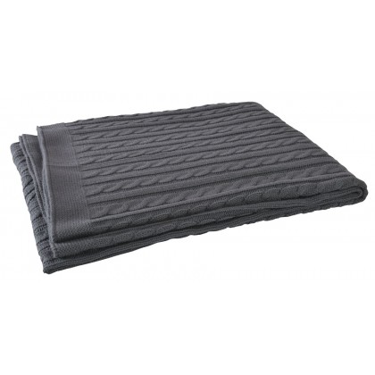 Вязаный плед (косичка) Jollein 100х150, цвет антрацит