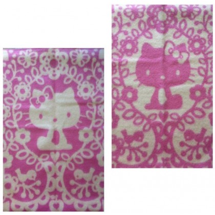 Одеяло-плед из эко-шерсти Klippan "Hello Kitty" розовый/белый 65х90 см