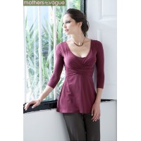 Топ для кормления Mothers en Vogue Wrap Top, рукав 3/4, цвет винный (Wood Violet)