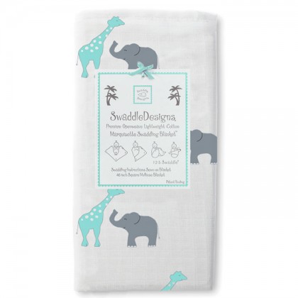 Пеленка детская тонкая SwaddleDesigns Маркизет SC Giraffe/Elephant