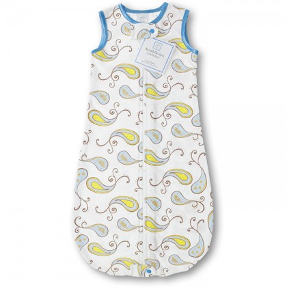 Фланелевый спальный мешок SwaddleDesigns zzZipMe Sack 12-18M Flannel Pstl Blue Paisleys